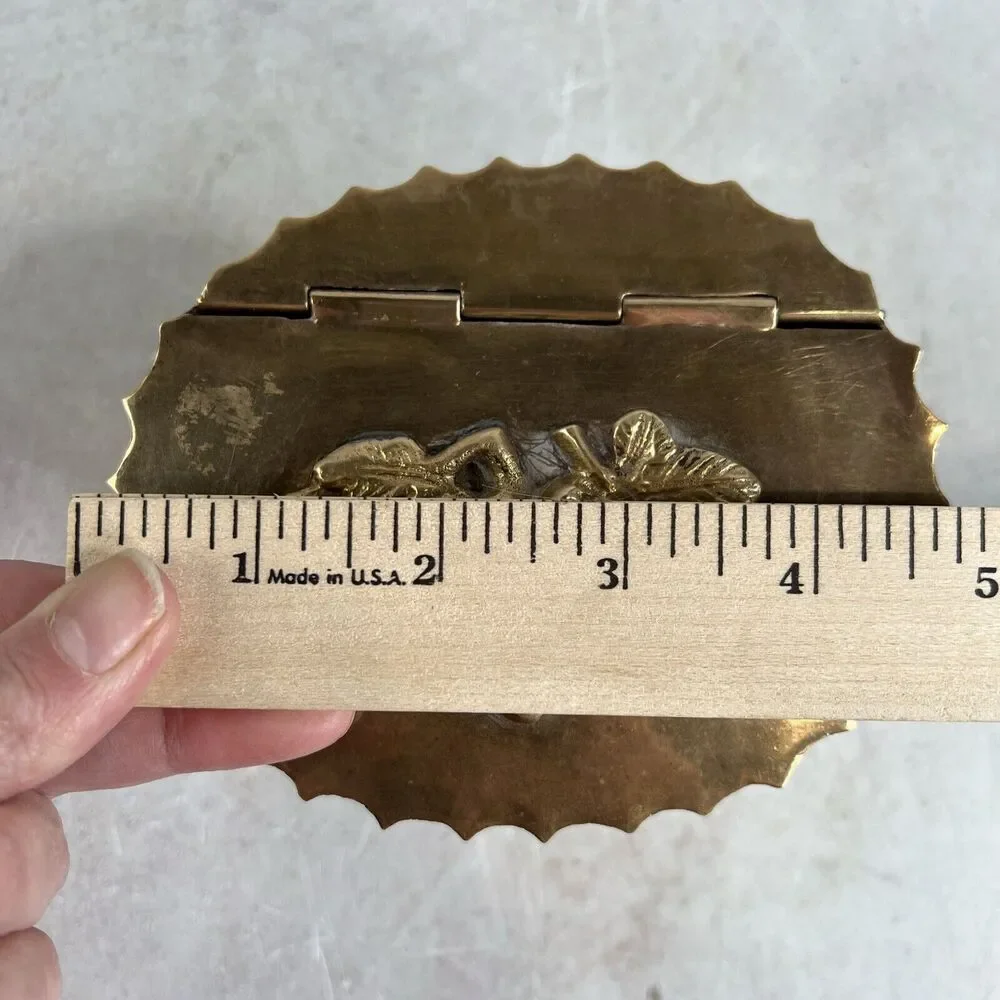 Vintage Fluted Brass Hinged Trinket Box‎ Tea Caddy With Grapes